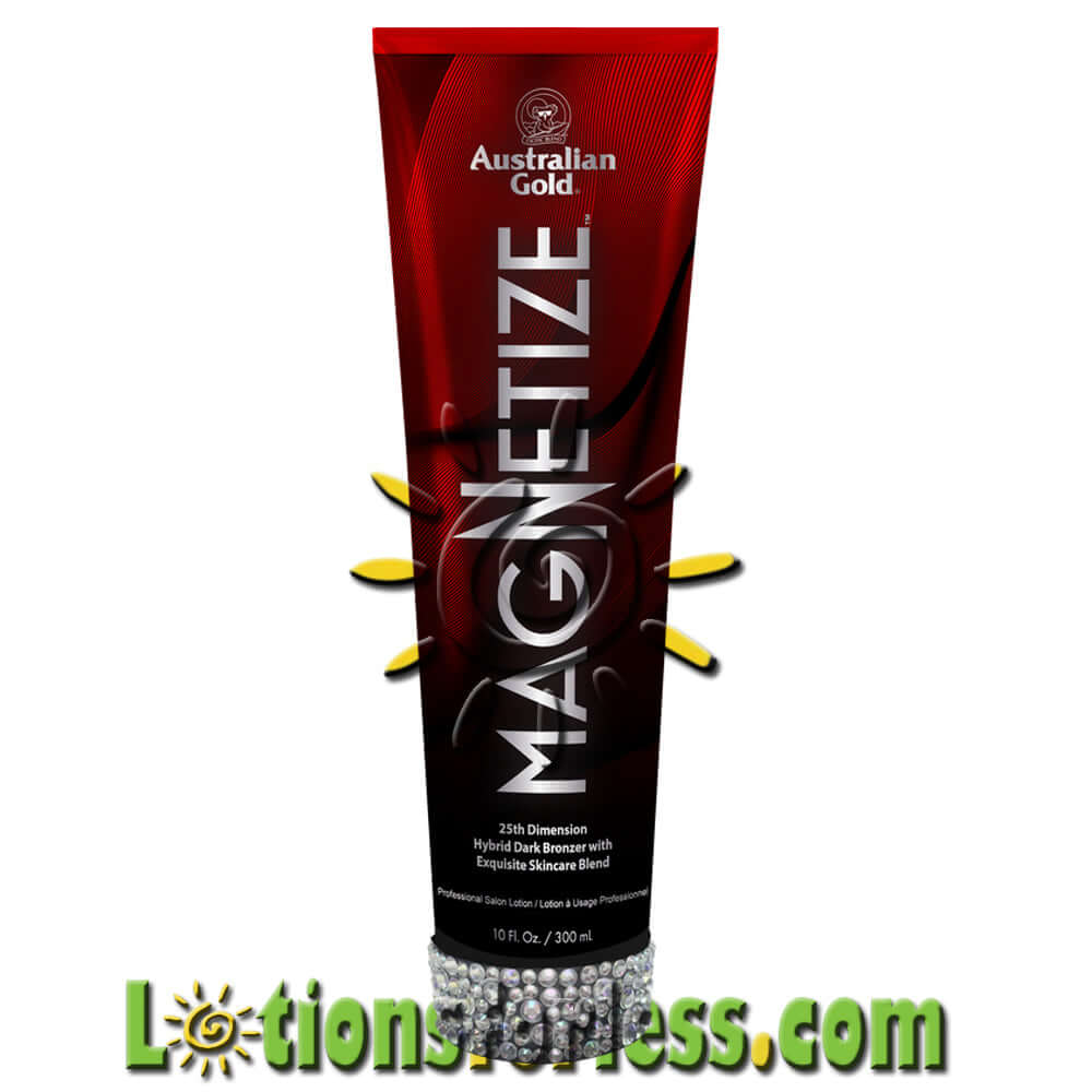Australian Gold Magnetize Dark Bronzer 10oz with exquisite skincare blend and bio-active bronzing minerals, red light effects.