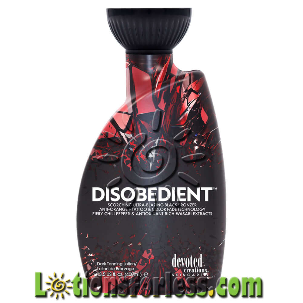 Devoted Creations Disobedient Hot Black Bronzer lotion, 13.5oz, rich bronzing and anti-aging ingredients for radiant skin.