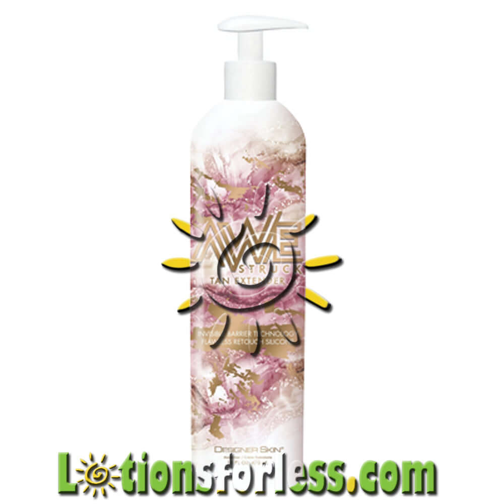 Designer Skin Awestruck Tan Extender 16oz with coconut and musk fragrance for enhanced tan longevity and moisturization.