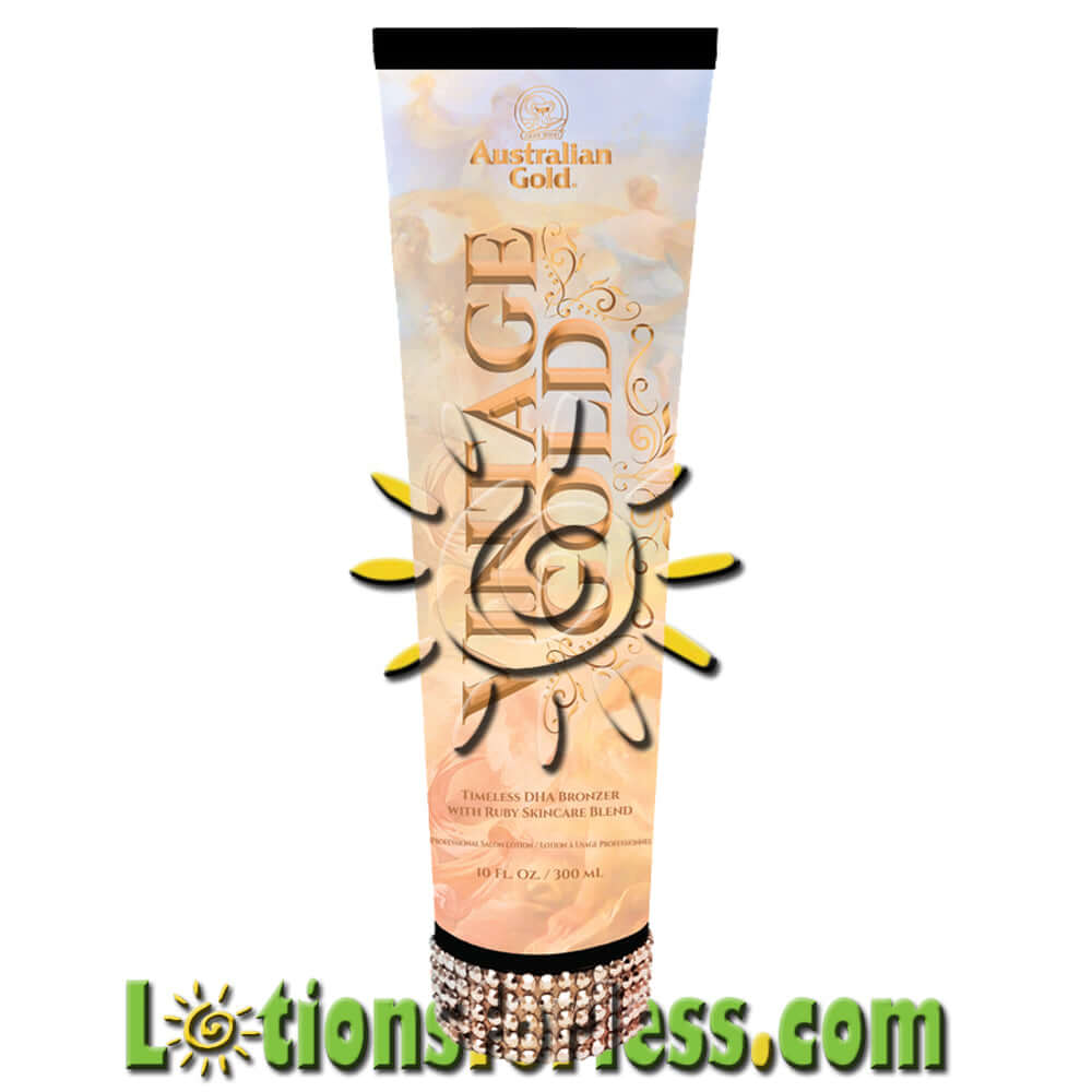 Australian Gold Vintage Gold DHA Bronzer 10oz tube with citrus berry fragrance and vitamin-rich formula.