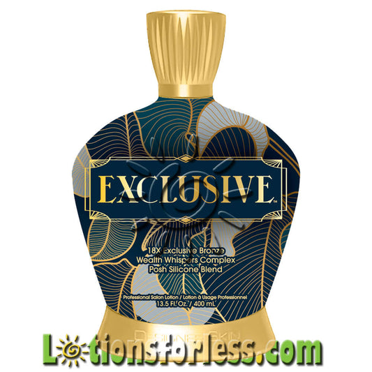 Designer Skin Exclusive 18X DHA Bronzer 13.5oz with silicone blend and elite waters fragrance.