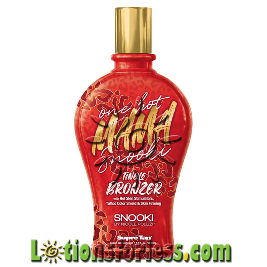 Supre Tan Snooki One Hot Mama 12oz bronzer bottle with aloe vera, shea butter, and starfruit fragrance for skin firming.