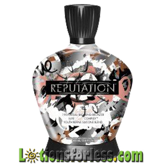 Designer Skin Reputation Bronzer 13.5oz bottle featuring a stylish design, promoting hydration and enhanced tanning results.